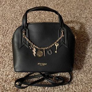 Betsey Johnson NY Black Purse with Gold Chain Embellishments